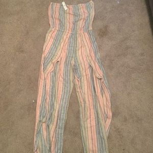 Strapless Striped Jumpsuit